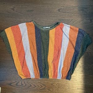 Zara Colorful Rainbow Striped Crop Blouse